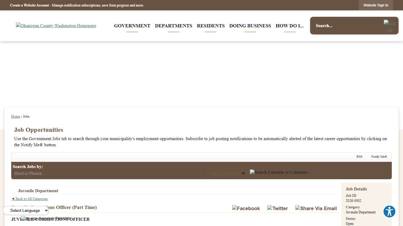 Jobs • Juvenile Corrections Officer (Part Time)